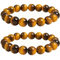 Handmade 8mm Beaded Bracelets For Men Protection Bracelet For Women Chakra Feng Shui Stretchy Handmade Lucky Money Stretchy Crystal Bracelets Best Gifts - color: Simulated Tigers eye 2PCS