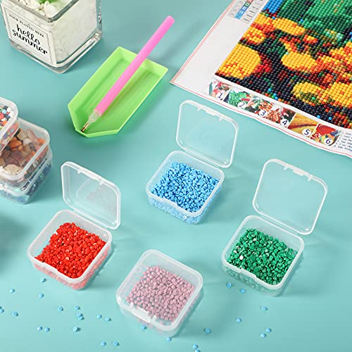 SATINIOR 12 PacK Clear Plastic Beads Storage Containers Box with Hinged Lid for Beads and More (1.7x1.7x0.79 Inch) - size: 1.7 x 1.7 x 0.79 Inch