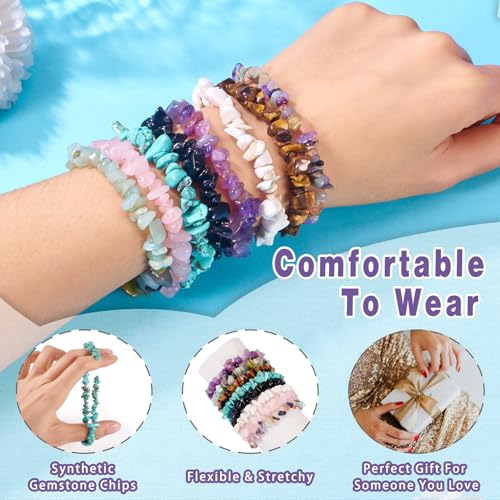 Elecrelive Glass Round Beaded Bracelet Set Clay Beaded Bracelets Stretch Bracelets - color: 8 Colors
