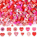 Valentine's Day Polymer Clay Beads, 300pcs Love Heart Mixed Heishi Spacer Clay Beads for Valentine's Day Jewelry Making DIY Bracelet Necklace Accessories Craft Party Supplies - color: Red Pink Yellow
