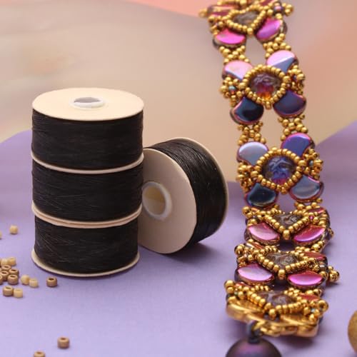 The Beadsmith Nymo Thread – 10-Pack Black Color – Size D, .30mm Diameter, 64 Yard/58.5 Meter Spool – Made of Nylon – Bead Embroidery & Weaving, Off Loom & Loom Work and DIY Craft Projects - size: Size D, 64 Yards, style: Black