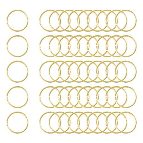 uxcell 50Pcs Open Jump Rings, 15mm/0.59" OD Brass Jump Ring Connectors 1mm Thick O Rings for Necklaces Bracelet Jewelry Making Keychain DIY Craft, Gold Tone - size: 15mmx1mm