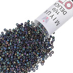 Miyuki Delica Seed Beads – Size 11/0 (1.6 mm), DB0871, Matte Opaque Gray AB, 7.2 g, Approx. 1440 Beads, Made in Japan - color: DB0871 - Matte Opaque Gray AB