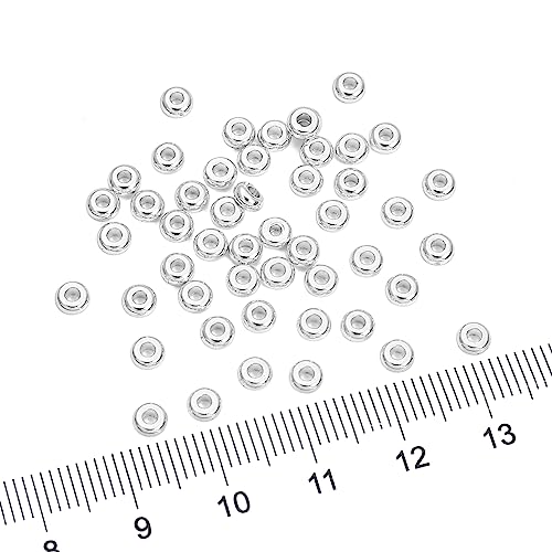 BEADIA Silver Plated Roudelle Spacer Beads 4x1.8mm 50pcs for Jewelry Making Findings Non Tarnish - color: Silver, size: 4x1.8mm Roudelle