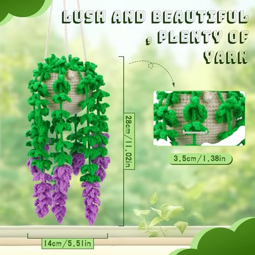 Kogyxe Beginners Crochet Kit, Amigurumi Crochet Starter Kits w Step-by-Step Video Tutorials, Hanging Potted Plants Knitting Starter Pack for Beginners Decoration, Wisteria Flower (40%+ Yarn) - size: Wisteria Flower