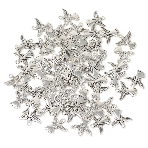 Honbay 60PCS Antique Silver Angel Pendants Guardian Charms Alloy Religious Pendant Cute Tiny Beads for Keychains Earrings Bracelets Necklaces Jewelry Making and DIY Crafts - size: Small
