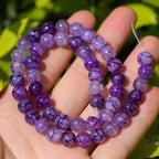 Natural Stone Beads 8mm Polished Round Smooth Gemstone Beads for Jewelry Making Supplies 15 Inch(45 Beads) (Purple Dragon Pattern) - color: Purple Dragon Pattern-45pcs