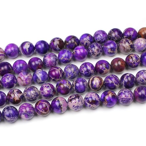MJDCB 8mm Purple Imperial Jasper Gemstone Beads Round Loose Stone Bead for Jewelry Making Bracelets Necklaces - color: Purple Imperial Jasper, size: 8mm