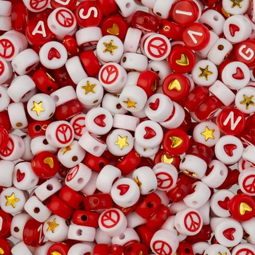 495pcs John Bead 7mm Assorted Red Round Acrylic Alphabet Beads for DIY Craft Jewelry Bracelet Necklace Making - color: Blue