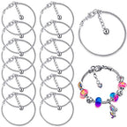 Junkin 12 Pcs Snake Chain Charm Bracelet with Heart Lobster Clasp Extender Adjustable Christmas DIY Metal Bracelet Chain for Women Jewelry Making Gifts Supplies 7.87 Inches - color: Silver