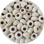 Large Hole Turquoise White Beads for Bracelet 100pcs European Gemstone Beads Howlite Rondelle Space Craft Beads for Pens-DIY Charms-Jewelry Making (White Large Beads) - color: White Large Beads