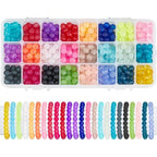 PH PandaHall 720pcs 8mm Frosted Glass Beads 24 Colors Matte Crystal Beads for Jewelry Making