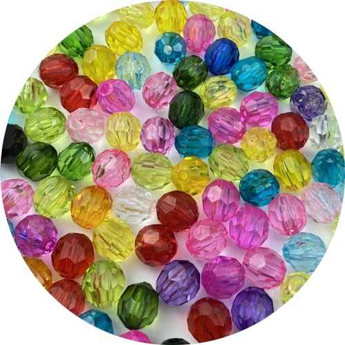 800pcs 6mm Acrylic Round Crystal Faceted Beads for Crafts Spacer Beads for Jewelry Making Necklaces Bracelets Earrings DIY Decoration(Mix Colors) - color: Mix Colors, size: 6mm