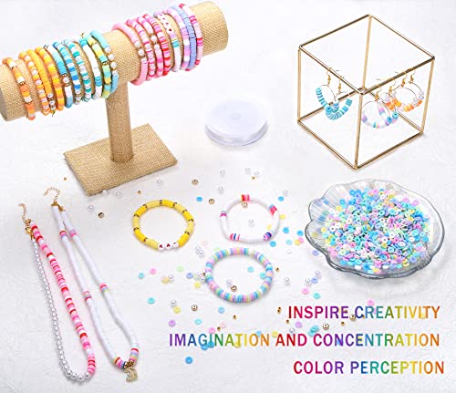 AceFun 3750PCS Clay Beads for Bracelets Making Polymer Clay Beads Kit with Pearl Beads Spacer Beads, Disc Heishi Beads Set for Jewelry Making Necklace Bracelet Earrings Finding, Blue Mixed - color: Blue Mixed