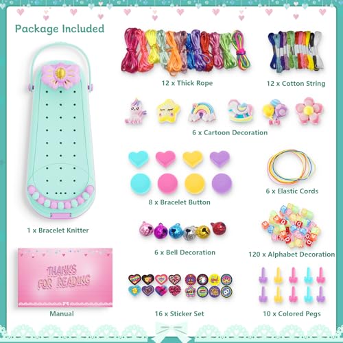 Hollyhi 2-in-1 Friendship Bracelet Making Kits: DIY Art and Crafts Jewelry String Braiding Set Toys with Storage Box for Kids - Christmas Birthday Gifts for Girls Age 6 7 8 9 10 11 12 Year Old - Cyan - style: Cyan