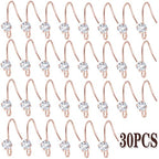 30 Pieces Diamonds Fish Earring Hooks Brass French Rhinestone Ear Wire with Open Loop Hole for DIY Dangle Earrings Jewelry Making, Rose Golden - color: Rose Gold