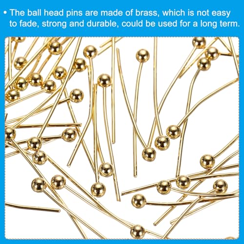 PATIKIL 100Pcs Rose Gold Ball Head Pins Jewelry Making 24 Gauge 30mm Wire Head Pins Brass Round Ball Head Pins Metal End Head Pins for DIY Craft Necklaces Bracelets Earrings - color: Rose Gold, size: 30mm