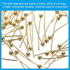 PATIKIL 100Pcs Rose Gold Ball Head Pins Jewelry Making 24 Gauge 18mm Wire Head Pins Brass Round Ball Head Pins Metal End Head Pins for DIY Craft Necklaces Bracelets Earrings - color: Rose Gold, size: 18mm