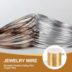 PATIKIL 26 Guage/ 0.4 mm 164 Feet Jewelry Craft Wire, Copper Beading Wire with Plier for Beading Jewelry Making Supplies Earrings Bracelets Accessories Sculptures, Rose Gold - size: 164 feet x 26 Guage
