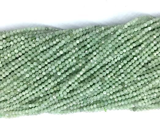 Z.A Gems Natural Green Jade Faceted Beads- 2 mm Round Beads - Natural Gemstone Beads for Jewelry Making Strand 13 Inch. - size: 2 mm