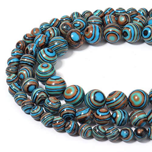 60pcs 6mm Natural Stone Beads Blue Malachite Beads Energy Crystal Healing Power Gemstone for Jewelry Making, DIY Bracelet Necklace - color: Blue Malachite, size: 6mm
