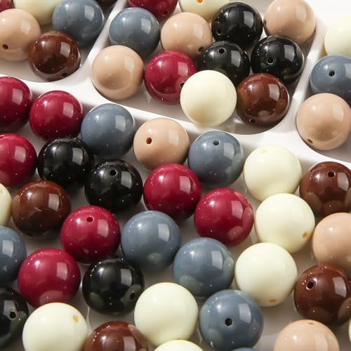 20mm Retro Color Acrylic Beads 180pcs Chunk Bubblegum Bead Pen Ball Beads for Pen Bag Jewelry Making Necklace Bracelets(Black&Brown) - color: black&brown