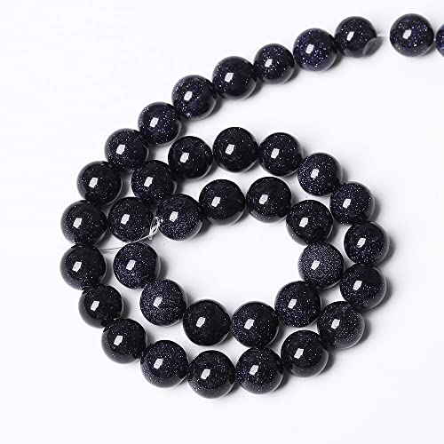 90PCS 4mm Starry Blue Sandstone Gemstone Beads Beads Natural Stone Round Loose Beads for Jewelry Making DIY Bracelet Necklace 15" Inch(Blue Sandstone, 4mm) - color: Blue Sandstone, size: 4mm