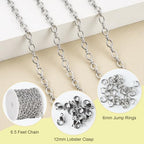 SMYHTGLIF 2 Meters Oval Circle Rolo Jewelry Making Chains Roll Silver Plated Stainless Steel Chain Bulk for Jewelry Making Supplies - color: Cable Silver