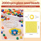 2000pcs Pastel Yellow Glass Seed Beads, Colorful Tiny 4mm Beads for Jewelry Making, Beading Supplies. - color: Pastel Yellow