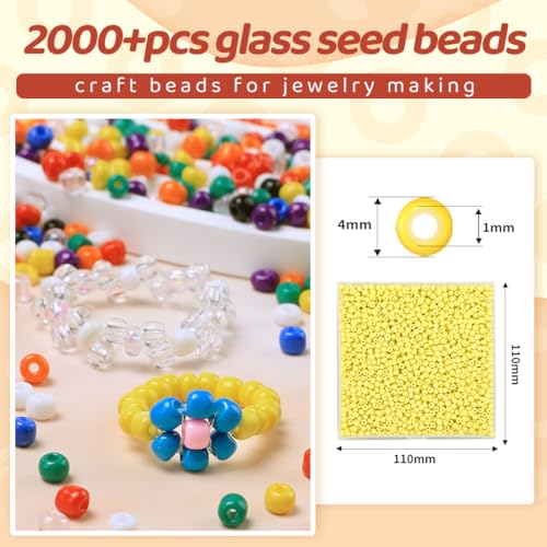 2000pcs Pastel Yellow Glass Seed Beads, Colorful Tiny 4mm Beads for Jewelry Making, Beading Supplies. - color: Pastel Yellow