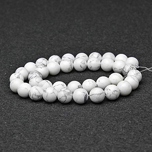 MJDCB AAAA Natural Stone Beads White Howlite Turquoise Round Loose Beads for Jewelry Making 15" (10mm) - color: White Howlite, size: 10mm