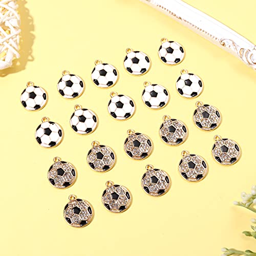 20PCS Sports Charms Enamel Basketball Baseball Pendant Charms for Jewelry Making Rhinestone Ball Game Softball Charms for Necklace Bracelet Earrings DIY Crafts - color: Set 2