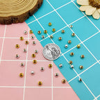 600Pcs 5mm Spacer Beads for Jewelry Making Metallic Plated Beads Smooth Seamless Round Loose Connector Beads Metal Crimp Stopper Beads for DIY Earring Necklace Bracelet Making (Gold, Silver, KC Gold) - color: 5mm, Gold Silver KC Gold