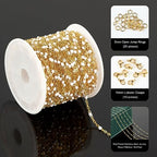 UMAOKANG 33 Feet Chains Bulk on Spool Gold Plated Stainless Steel White Bead Chain for Jewelry Making - color: Gold-White Enamel