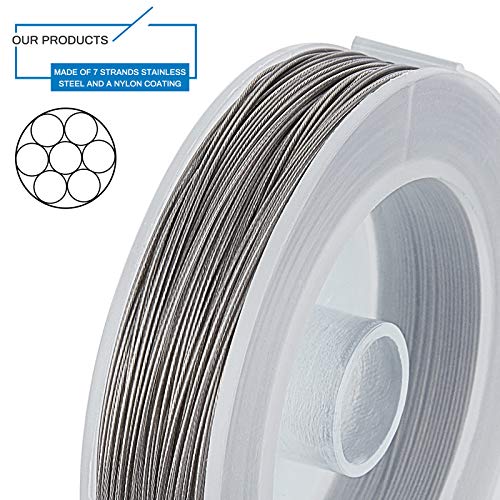 BENECREAT 7 Strands 260FT 0.46MM Stainless Steel Bead String Wire Tarnish Resistant Steel Wire for Necklace Bracelet Making - color: Stainless Steel, size: 0.46mm - 7 Strands