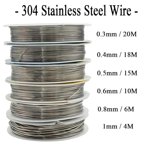 INSPIRELLE 6 Packs 304 Stainless Steel Craft Wire Mixed Sizes Bendable Metal Wire for Jewelry Craft Making for Beginner Practice