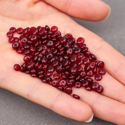BONNY BOXX 1 Strand (150PCs) Natural 2 * 4mm Garnet Jade Rondelle Beads, Natural Abacus Disk Stone Beads Loose Spacer Gemstone for DIY Bracelet Necklace Jewelry Making - color: Garnet, size: 2*4MM