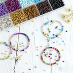 Rainbow Color 3mm Seed Beads, 5200Pcs Glass Seed Beads Kit with Storage Box for DIY Necklace Bracelet Crafts - color: Rainbow