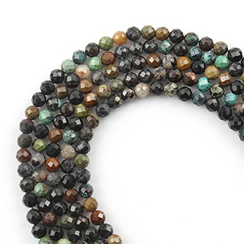 120pcs 3mm Natural African Turquoise Gemstone Beads Faceted Round Loose Stone Beads for Jewelry Making - color: African Turquoise, size: 2.8-3.3mm