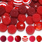 48 Pcs 20mm Beads for Pens Bubblegum Beads Red Crystal Acrylic Round Chunky Beads Sparkly Large Balls Beads for Pen Beadable Keychain Bracelet Necklace DIY Jewelry Making Supplies - color: Red Color
