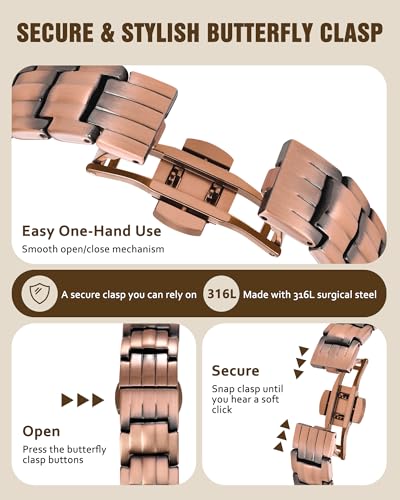 Jecanori Pure Copper Bracelet for Men, 5X Strength Magnetic Bracelets for Men with 5,000 Gauss Ellipses Magnets & Premium Butterfly Clasp - style: Smooth