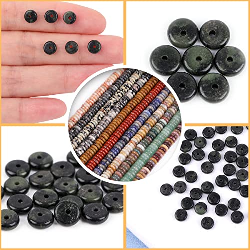 GEM-Inside 2x6mm Natural Dark Green Canada Jadeite Jade Semi-Gemstone Heishi Disc Rondelle Spacer Beads for Jewelry Making Full 15" Strand Energy Stone Healing Power Crystal - color: Dark Green Canada Jadeite