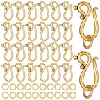 PH PandaHall 100 Sets Tibetan S Hook Clasp S Hook Ring Antique Golden Toggle Clasps Closure Metal Alloy Jewelry Clasps Connector for Necklace Bracelet DIY Jewelry Making, 20.5mm Long - color: Antique Golden