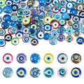 100Pcs/Set Flat Round Transparent Glass Cabochons with Pattern Eye Flatback Glass Dome Flatback Cab Beads for Photo Cameo Jewelry Making Necklace Ring DIY Crafts 12x4mm Mixed Eye - color: 100Pcs-12x4mm-Mixed Eye