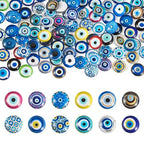 100Pcs/Set Flat Round Transparent Glass Cabochons with Pattern Eye Flatback Glass Dome Flatback Cab Beads for Photo Cameo Jewelry Making Necklace Ring DIY Crafts 12x4mm Mixed Eye - color: 100Pcs-12x4mm-Mixed Eye
