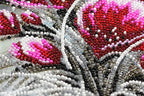 Bead Embroidery Kit Red Emerald. DIY Beadwork Craft Kit for Beginners. Hand Made Beading kit from Abris Art, Ukraine. Stylish needlework set, needlepoint pattern red tulip flower purple decor wall art