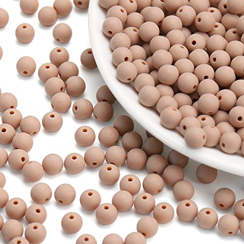 BONNY BOXX 1000PCs 6MM Matte Light Brown Acrylic Round Beads, Frosted Plastic Resin Bubblegum Balls Chunky Gumball Beads for Necklace and Bracelet Making, Crafting Supplies - color: Matte Light Brown, size: 6MM