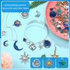 Hicarer 160 Pcs Bracelet Charms, Mixed Antique Sun Star Moon Charm Pendant Plated Enamel Celestial Charm for Jewelry Making