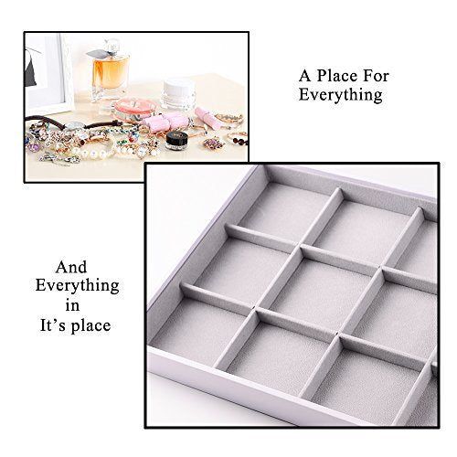 Oirlv Hand Made Velvet Stackable Jewelry Trays Rings Earrings Bracelet organizer Storage Tray (12 Grids) - size: 12 Grids Multi