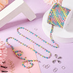 KISSITTY 9.84 Feet Stainless Steel Link Chains Enamel Bead Necklace Bracelet Unwelded Chain Jewelry Making Kit for Women Choker Anklet DIY Clothes Decor Crafts Making with Clasps Jump Rings